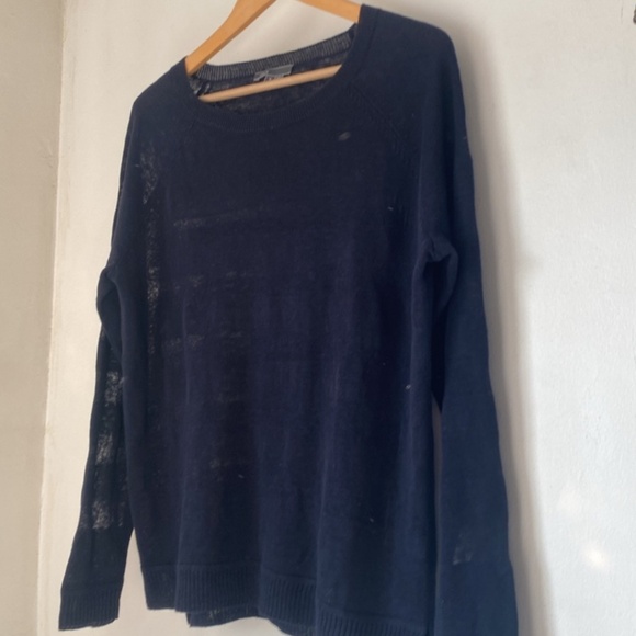 Vince S Navy Linen Knit Sweater - Picture 5 of 12